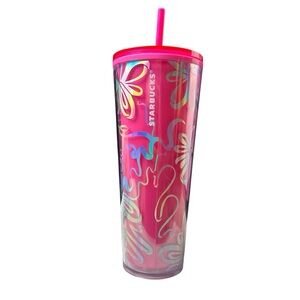 Starbucks Pink Ribbon Colour Changing Venti Reusable Tumbler Cup With Straw